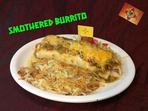 Hangover Helper Smothered Burrito, as plated at Chile Addiction