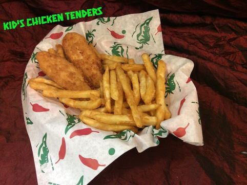 2 Chicken Fingers, as plated at Chile Addiction