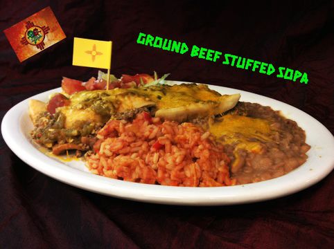 The Habit Burritos or Stuffed Sopaipillas, as plated at Chile Addiction