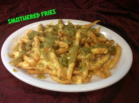 Mike’s Mess Smothered Fries, as plated at Chile Addiction